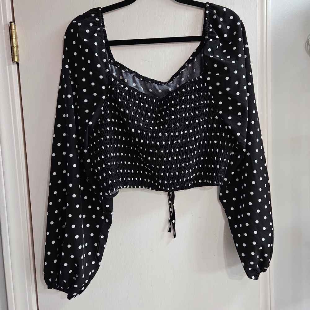 Shein Curve Plus Size Crop Top long sleeves polka dots 4X